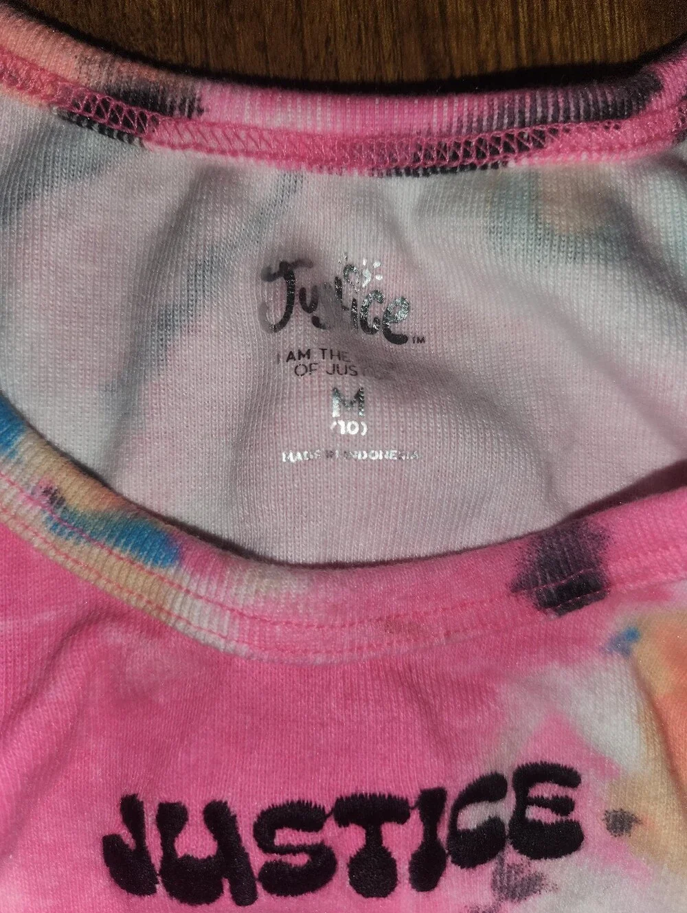 Justice Pink Tie-Dye Tank Top with Multicolor Accents